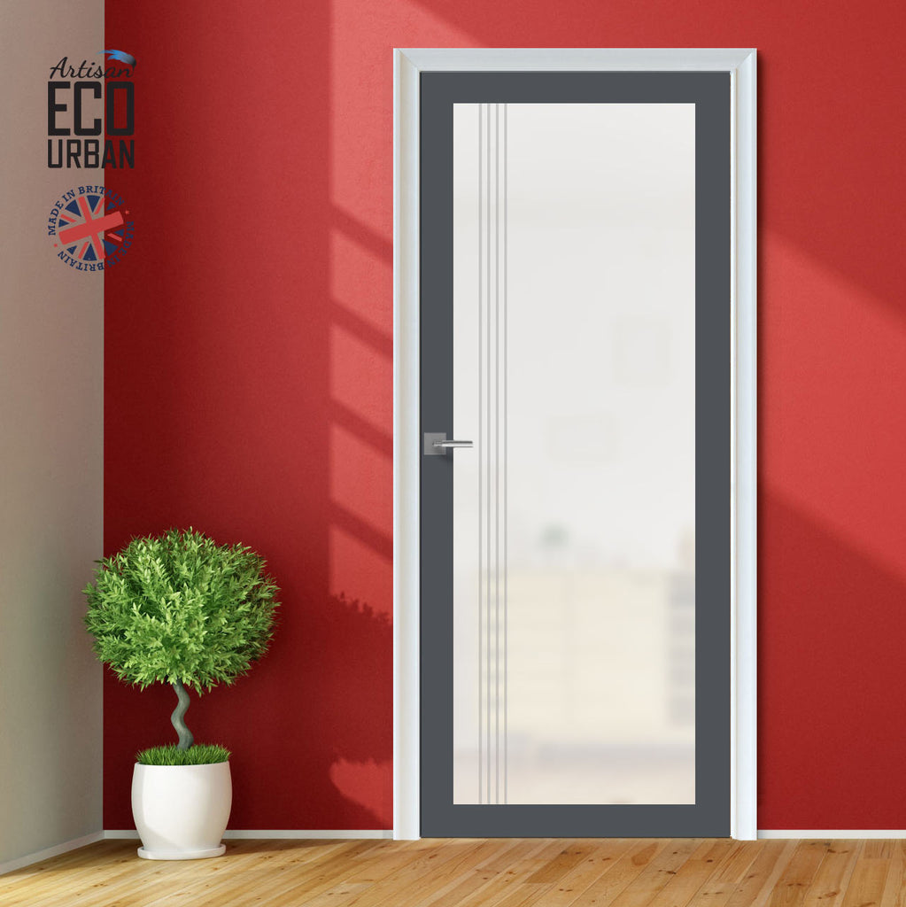Artisan Solid Wood Internal Door - Juniper 6mm Obscure Glass - Obscure Printed Design - Eco-Urban® 6 Premium Primed Colour Choices
