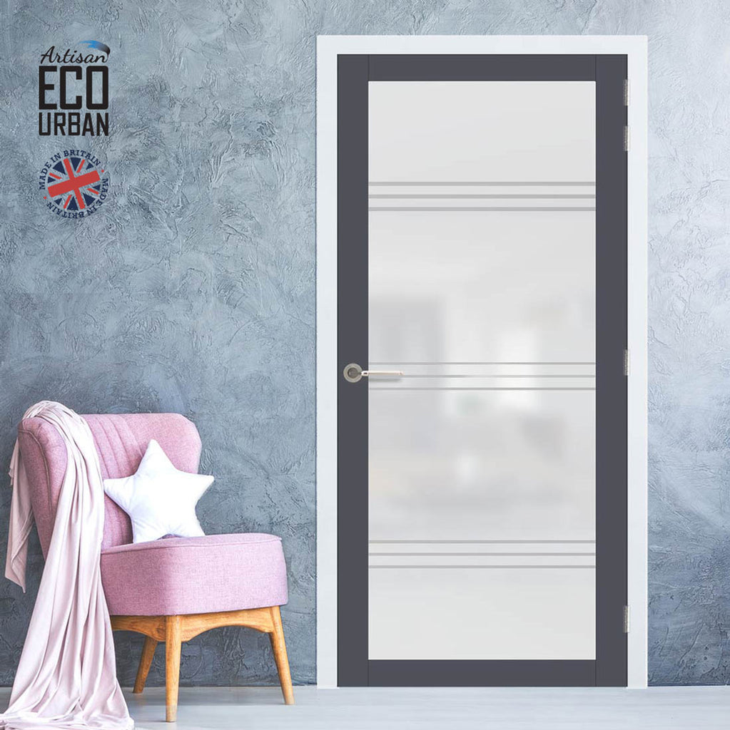 Artisan Solid Wood Internal Door - Lauder 6mm Obscure Glass - Obscure Printed Design - Eco-Urban® 6 Premium Primed Colour Choices