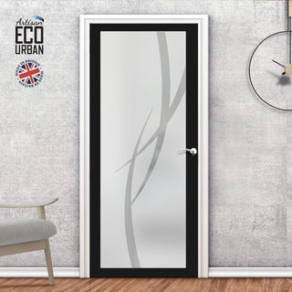 Image: Artisan Solid Wood Internal Door - Stenton 6mm Obscure Glass - Obscure Printed Design - Eco-Urban® 6 Premium Primed Colour Choices