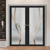 Artisan Solid Wood Internal Door Pair - Stenton 6mm Obscure Glass - Clear Printed Design - Eco-Urban® 6 Premium Primed Colour Choices