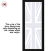 Eco-Urban Artisan® Double Evokit Pocket Door - Union Jack Flag 6mm Clear Glass - Obscure Printed Design - Colour & Size Options