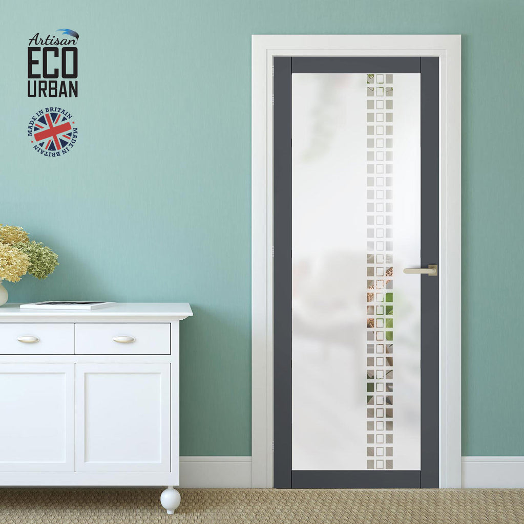 Eco-Urban Artisan Door - Winton 6mm Obscure Glass - Clear Printed Design - 4 Premium Primed Colour Choices