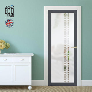 Image: Artisan Solid Wood Internal Door - Winton 6mm Obscure Glass - Clear Printed Design - Eco-Urban® 6 Premium Primed Colour Choices