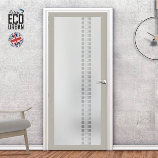 Image: Artisan Solid Wood Internal Door - Winton 6mm Obscure Glass - Obscure Printed Design - Eco-Urban® 6 Premium Primed Colour Choices