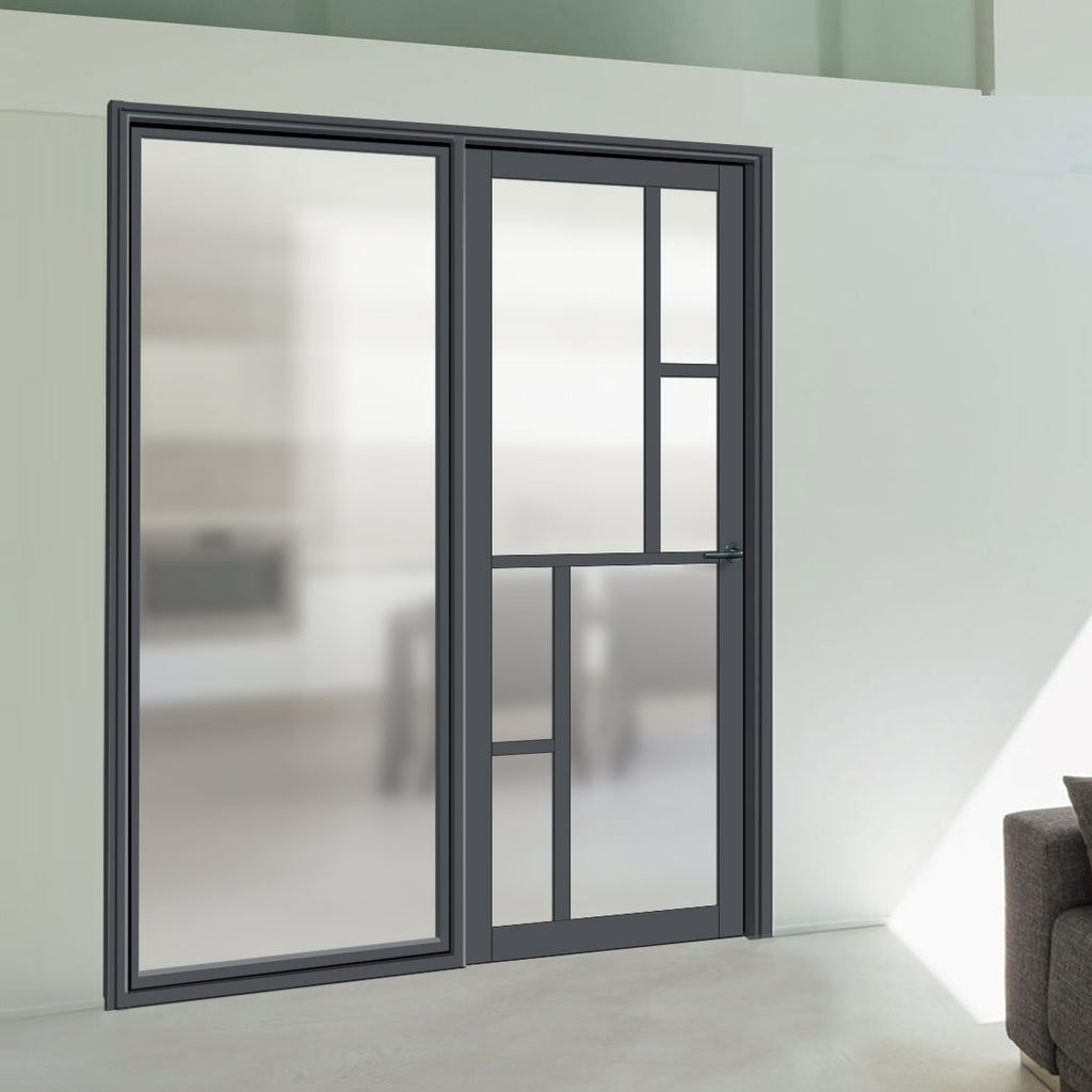 Bespoke Room Divider - Eco-Urban® Cairo Door DD6419F - Frosted Glass with Full Glass Side - Premium Primed - Colour & Size Options