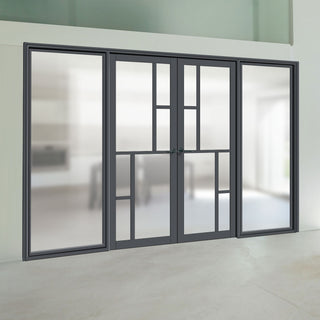 Image: Room Divider - Handmade Eco-Urban® Cairo with Two Sides DD6419F - Frosted Glass - Premium Primed - Colour & Size Options