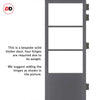 Staten 3 Pane 1 Panel Solid Wood Internal Door Pair UK Made DD6310G - Clear Glass - Eco-Urban® Stormy Grey Premium Primed
