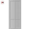 Top Mounted Black Sliding Track & Solid Wood Door - Eco-Urban® Bronx 4 Panel Solid Wood Door DD6315 - Mist Grey Premium Primed