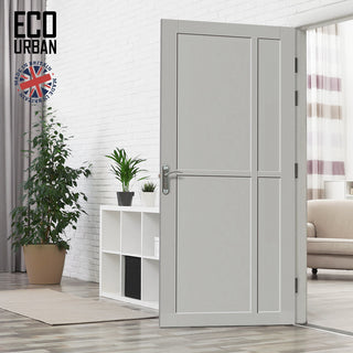 Image: Marfa 4 Panel Solid Wood Internal Door UK Made DD6313 - Eco-Urban® Mist Grey Premium Primed