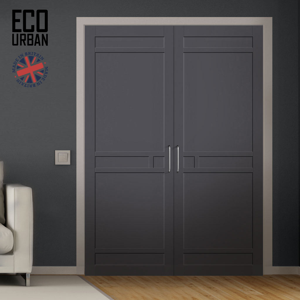 Sheffield 5 Panel Solid Wood Internal Door Pair UK Made DD6312  - Eco-Urban® Stormy Grey Premium Primed