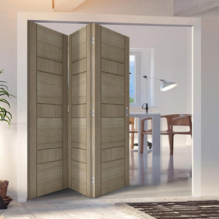 Image: Three Folding Doors & Frame Kit - Edmonton Light Grey 3+0 - Prefinished