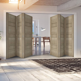 Image: Six Folding Doors & Frame Kit - Edmonton Light Grey 3+3 - Prefinished