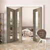 Three Folding Doors & Frame Kit - Edmonton Light Grey 2+1 - Clear Glass with Frosted Lines - Prefinished