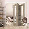 Three Folding Doors & Frame Kit - Edmonton Light Grey 3+0 - Clear Glass with Frosted Lines - Prefinished