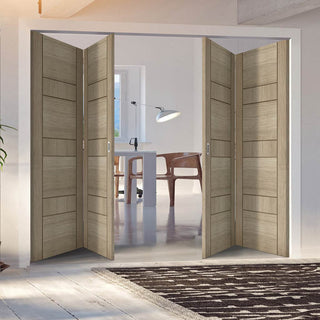 Image: Four Folding Doors & Frame Kit - Edmonton Light Grey 2+2 - Prefinished