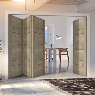 Image: Four Folding Doors & Frame Kit - Edmonton Light Grey 3+1 - Prefinished
