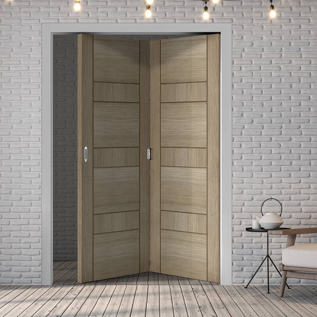Two Folding Doors & Frame Kit - Edmonton Light Grey 2+0 - Prefinished
