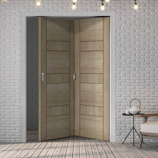 Image: Two Folding Doors & Frame Kit - Edmonton Light Grey 2+0 - Prefinished
