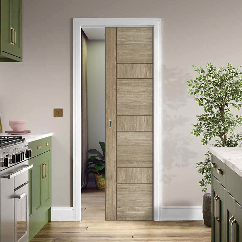 Edmonton Light Grey Evokit Pocket Fire Door - 30 Minute Fire Rated - Prefinished