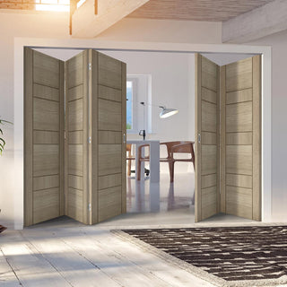Image: Five Folding Doors & Frame Kit - Edmonton Light Grey 3+2 - Prefinished