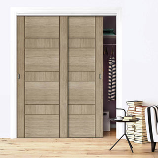 Image: Two Sliding Maximal Wardrobe Doors & Frame Kit - Edmonton Light Grey Door - Prefinished