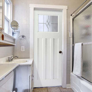 Image: White PVC edwardian internal door clear diamond cluster