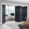 Four Folding Doors & Frame Kit - Eindhoven 1 Panel Black Primed 3+1 - Unfinished