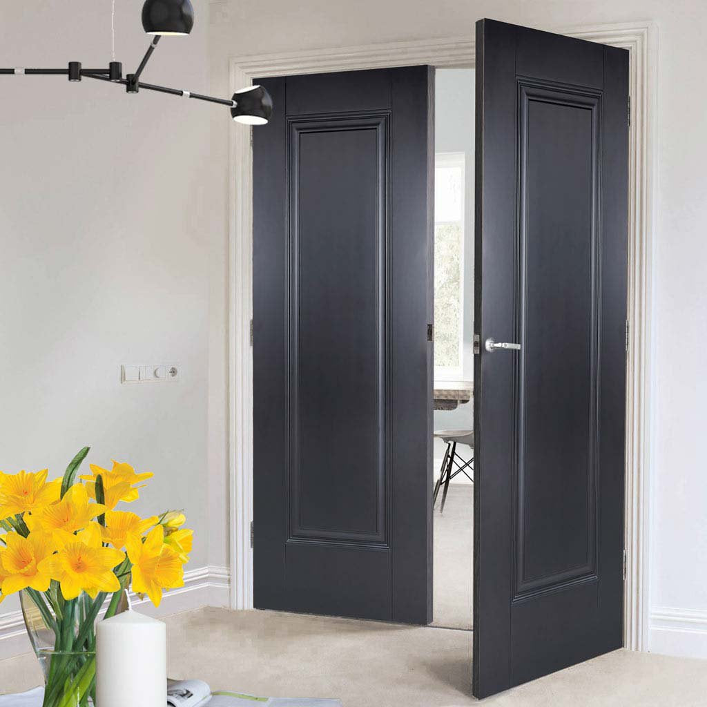 Eindhoven 1 Panel Black Primed Door Pair