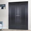 Eindhoven 1 Panel Black Primed Fire Door Pair - 1/2 Hour Fire Rated