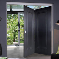 Two Folding Doors & Frame Kit - Eindhoven 1 Panel Black Primed 2+0 - Unfinished