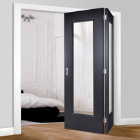 Two Folding Doors & Frame Kit - Eindhoven Black Primed 2+0 - Clear Glass - Unfinished