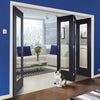 Four Folding Doors & Frame Kit - Eindhoven Black Primed 3+1 - Clear Glass - Unfinished