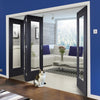 Four Folding Doors & Frame Kit - Eindhoven Black Primed 3+1 - Clear Glass - Unfinished