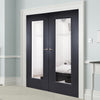 Eindhoven Black Primed Door Pair - Clear Glass