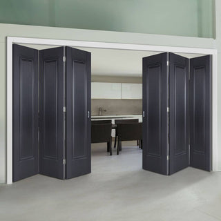 Image: Six Folding Doors & Frame Kit - Eindhoven 1 Panel Black Primed 3+3 - Unfinished