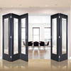 Five Folding Doors & Frame Kit - Eindhoven Black Primed 3+2 - Clear Glass - Unfinished