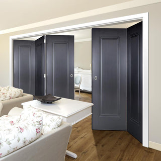 Image: Five Folding Doors & Frame Kit - Eindhoven 1 Panel Black Primed 3+2 - Unfinished