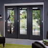 Three Sliding Doors and Frame Kit - Eindhoven Black Primed Door - Clear Glass - Unfinished