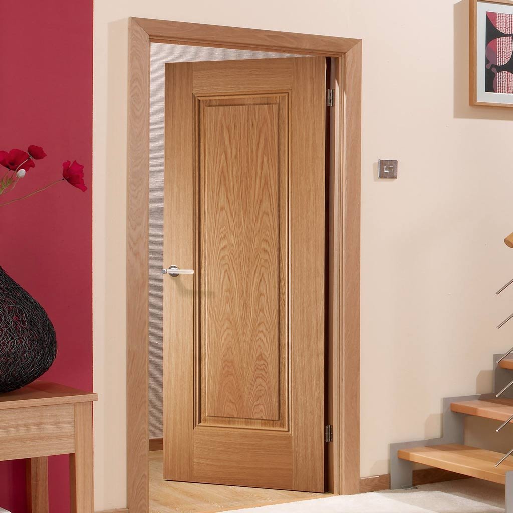 Fire Door, Eindhoven 1 Panel Oak - 1/2 Hour Fire Rated - Prefinished