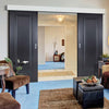 Double Sliding Door & Wall Track - Eindhoven 1 Panel Black Primed Doors - Unfinished