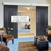 Double Sliding Door & Wall Track - Eindhoven 1 Panel Black Primed Doors - Unfinished