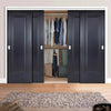 Four Sliding Wardrobe Doors & Frame Kit - Eindhoven 1 Panel Black Primed Door - Unfinished