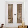 Eindhoven 1 Pane Door Pair - Clear Glass - White Primed