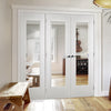 ThruEasi Room Divider - Eindhoven 1 Pane White Primed Clear Glass Double Doors with Single Side