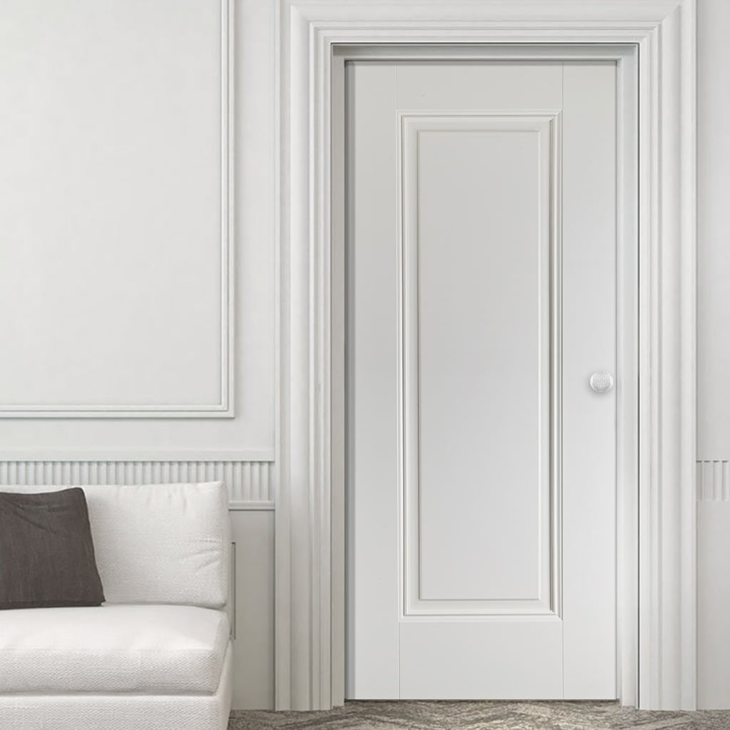 White Fire Door, Eindhoven 1 Panel Door - 1/2 Hour Rated - White Primed