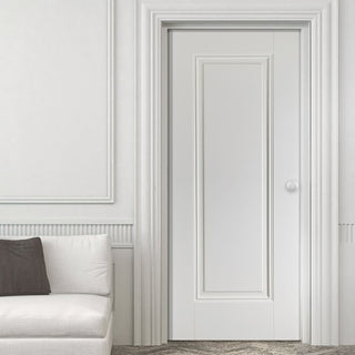 Image: White Fire Door, Eindhoven 1 Panel Door - 1/2 Hour Rated - White Primed