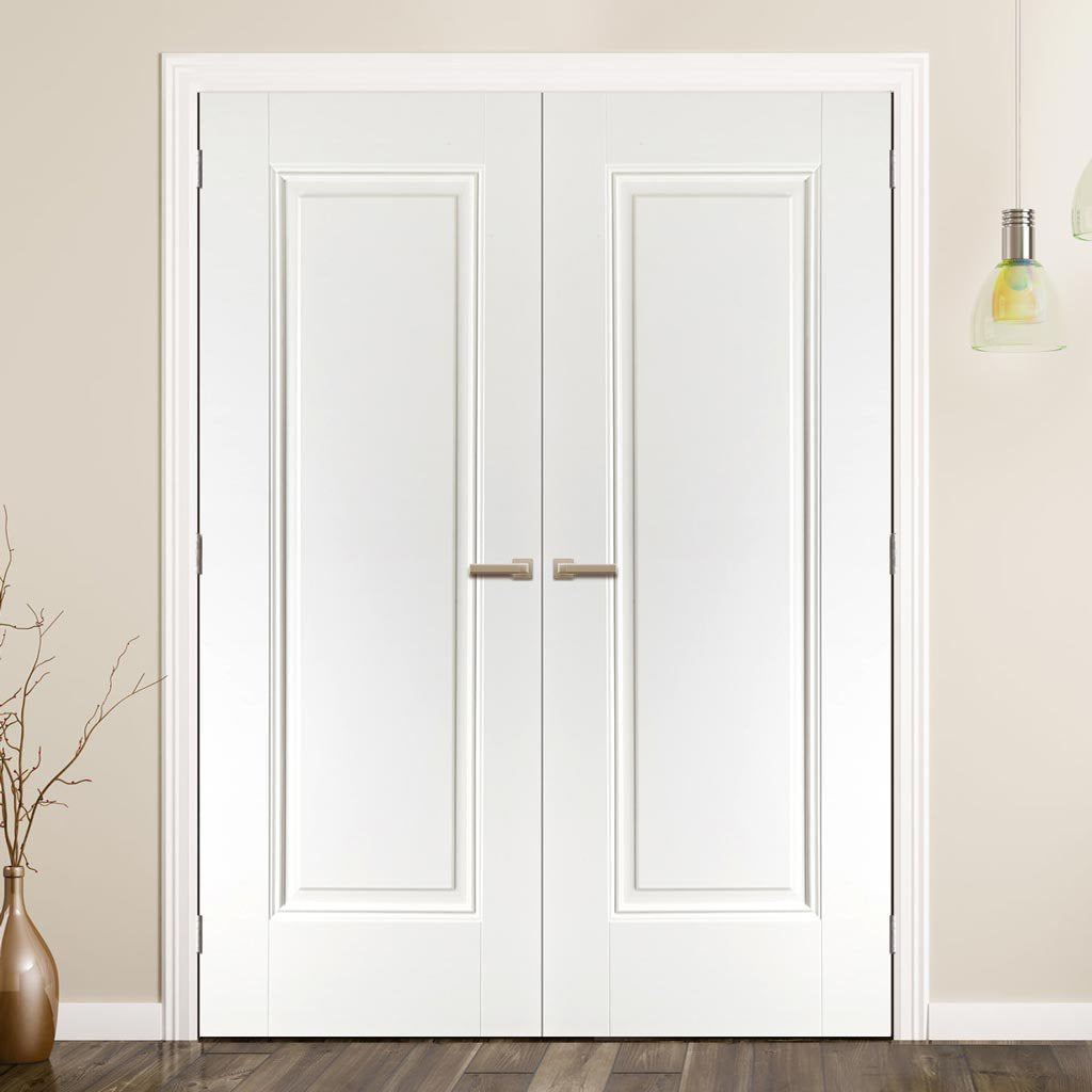 Eindhoven 1 Panel Door Pair - White Primed