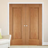 Eindhoven 1 Panel Oak Fire Door Pair - 1/2 Hour Fire Rated - Prefinished