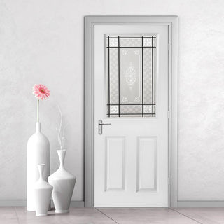 Image: White PVC eldon door with grained faces victorian style toughened glass 