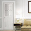 White PVC eldon door with grained faces galaxy style toughened glass 